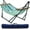 Blue Leaf, variant on Tranquillo Ultimate Relaxation Portable&Foldable Hammock Stand, Hammock Net Canvas with Spreader Bar, Quick Fold Unfold in 30 Seconds Steel Frame Hammock 600 lbs Capacity, Green Frame/Grey