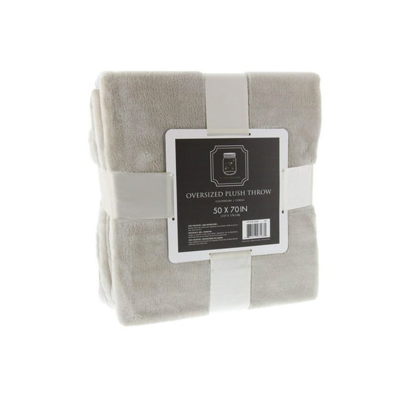 Firefly Collection Microfiber Fleece Throw 50 x 70 inches Linen Tan