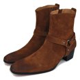 thumbnail image 5 of OSSTONE Dress Boots Chelsea Designer Boots for Men Zipper-up Leather Casual Heel Shoes JY002-Brown-Suede-Belt-10 Belt Suede Brown, 5 of 6