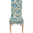 thumbnail image 3 of Elastic Chair Covers Set of 6, Blue Floral Batik Boho Printed Washable Chair Cover Chair Cover for Kitchen Home or Party, 3 of 4
