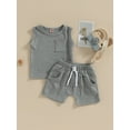 thumbnail image 2 of Bagilaanoe 2pcs Toddler Baby Boy Short Pants Set Sleeveless Tank Tops + Shorts 6M 12M 18M 24M 3T Kids Casual Summer Outfits, 2 of 9