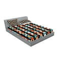 thumbnail image 2 of Ambesonne Geometric Fitted Sheet & Pillow Sham Set, Modern Hexagon Design, Full, Turquoise Salmon, 2 of 2