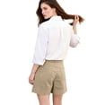 thumbnail image 4 of Women's Pleated Cotton Linen Shorts, High Rise Casual Summer Shorts with Rear Pockets, Soft Breathable Tailored Bottoms, 4 of 7