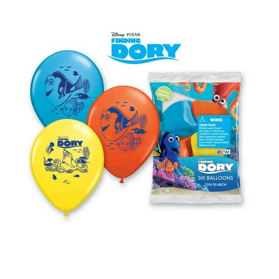 12 inch Qualatex Finding Dory (6 Pk) Latex Balloons (6 Pack) - Party Supplies Decorations