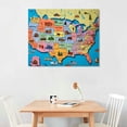 thumbnail image 2 of FUMJ  United States of America USA Kids Map Poster Art Prints Stretched Canvas Wall Art Gallery Canvas Wrap Giclee Print Ready to Hang for Classroom Walls Decor, 2 of 4