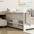thumbnail image 3 of Bellemave Twin Size Floor Bed with Fence and Door, Montessori Floor Twin Bed with Built-in Book Rack, Solid Wood Twin Bed with Slats and Safety Guardrails, White, 3 of 7