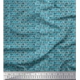 thumbnail image 1 of Soimoi Blue Silk Fabric Stripe & Alphabets Text Printed Craft Fabric by the Yard 42 Inch Wide, 1 of 3