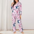 thumbnail image 2 of Pajama Sets for Women 2 Pcs, Abstract Pink Cute Poodle Dog Button Down Long Sleeve Sleepwear Lounge PJ Sets, 2 of 6