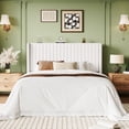 thumbnail image 3 of Einfach Full Bed Frame, Upholstered Platform Bed with Wingback Headboard, No Box Spring Required, White, 3 of 10