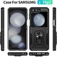 thumbnail image 2 of Flip 5 Case for Z Flip 5 Case, with Stand Shockproof Phone Case for Samsung Galaxy Z Flip 5 Case- Black+Black, 2 of 12