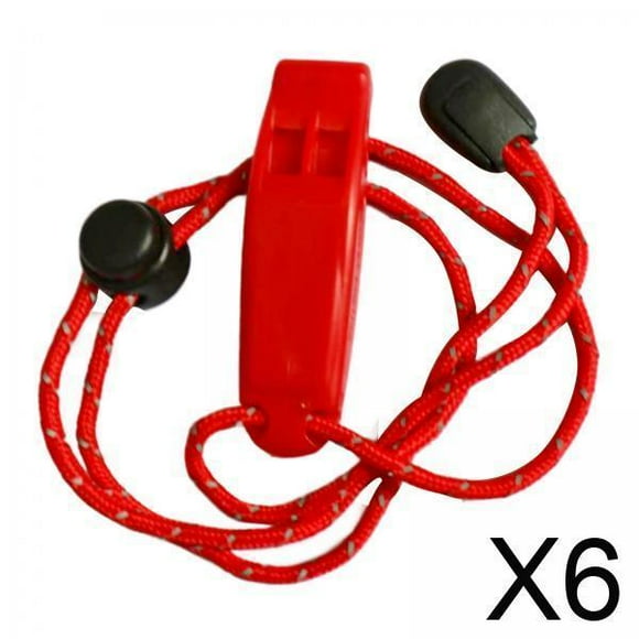 Colaxi 6xRope Whistle with Lanyards Soft Keychain Whistle for Outdoor Fishing Coaches Red