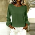 thumbnail image 2 of Tqcoqu Long Sleeve Shirts for Women 2026 Fashion Fall Ruffle Bubble Sleeve Casual Loose Blouses,Green Women's S-XXL, 2 of 5