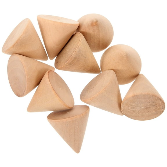 KALLORY 10pcs Plain Unfinished Wood Cones for DIY Crafts and Decorating