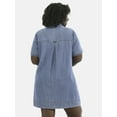 thumbnail image 3 of Terra & Sky Women's Plus Denim Mini Popover Shirt Dress, Sizes 0X-5X, 3 of 5