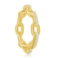 thumbnail image 2 of 925 Sterling Silver 14k Gold Plated Alternating Polished and Cubic Zirconia Paper Clip Link Chain Design Eternity Band Ring Jewelry for Women or Teens Made in Italy (size 9), 2 of 7