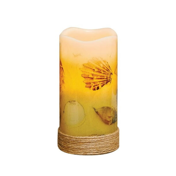 Pack of 4 Nautical Seashells LED Lighted Wax Flameless Pillar Candles