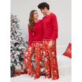 thumbnail image 2 of Pantalones de pijama RMCMS para parejas con bonito estampado navideño con bolsillos, 2 of 7