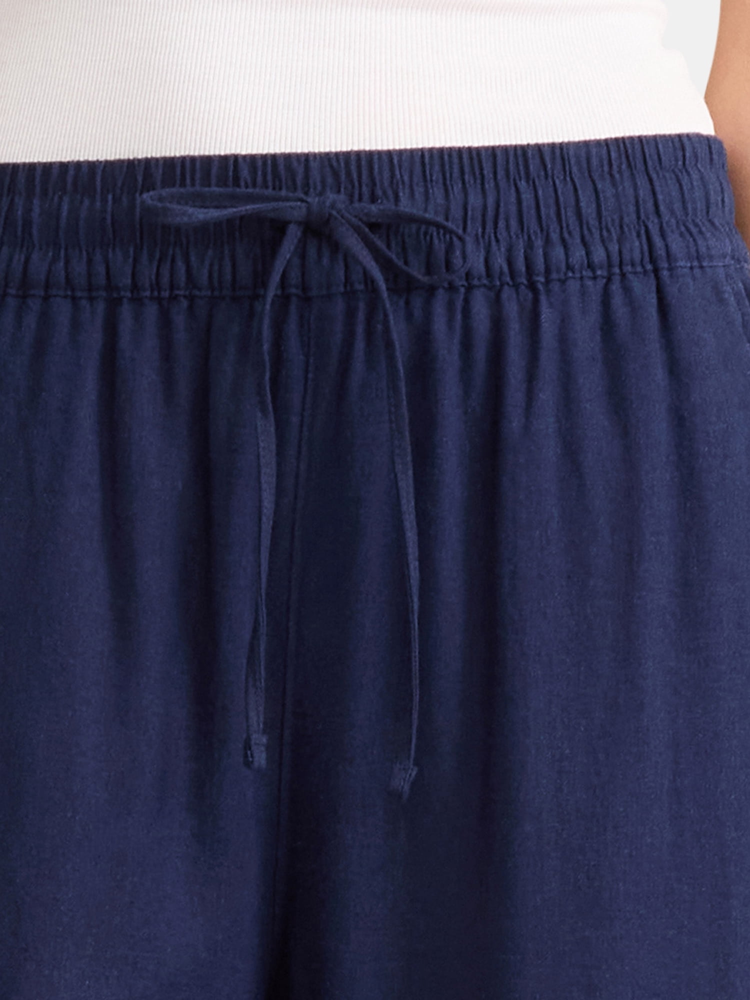 Time and Tru Women's and Women's Plus Wide Leg Linen Blend Pants, 29" Inseam, Sizes XS-4X