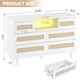 thumbnail image 3 of ChaoLink Cómoda de ratán moderna para dormitorio, cómoda con luces LED y estación de carga, cómodas y cajoneras de madera con 6 cajones, soporte para TV para armario y sala, 3 of 7