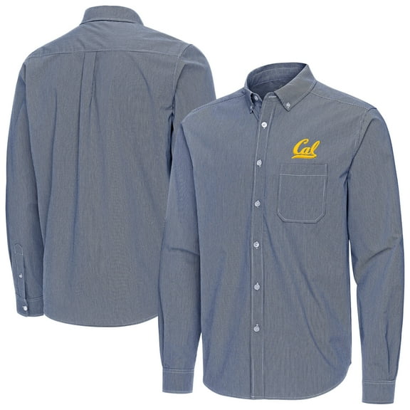 Men's Antigua Navy Cal Bears Porter Woven Tri-Blend Long Sleeve Button-Down Shirt
