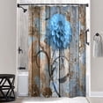 thumbnail image 5 of Farmhouse Flower Floral Shower Curtain, Rustic Blue Dahlia Shower Curtain Set, Country Blue Wild Garden Plant Waterproof Fabric Shower Curtain with Hooks, Surreal Bathroom Curtain, 36x70inch\u2026, 5 of 6