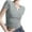 Gray, variant on Tops for Women Short-sleeved Pleated V-neck Solid-color Casual T-shirt Gray S
