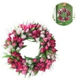 thumbnail image 3 of 18" Artificial Tulip Flower Wreaths For Front Door Farmhouse Pink Wreath Spring Flower Branch Door Wreath For Outdoor Indoor Wall Or Window Decor Festival Decoration, 3 of 8