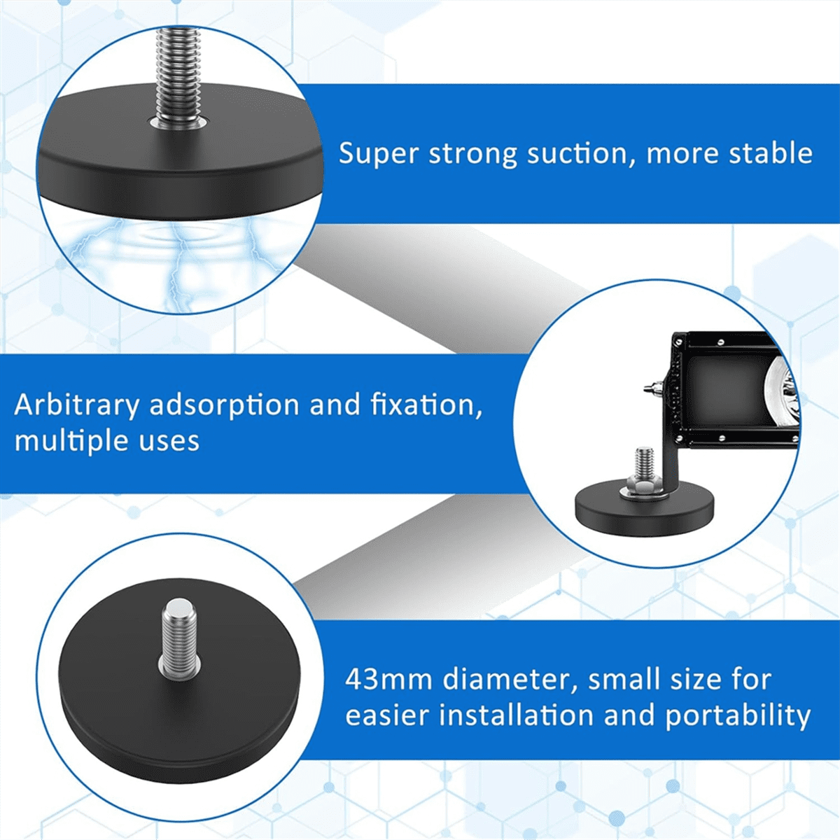 24 Pieces Rubber Coated Magnets 1.69 Inch 30 Lbs M6  Mounting Magnets Threaded Studs for Lighting