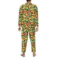 thumbnail image 7 of Salouo Berries And Citrus Print Button-Front Long Sleeve Pajama Set for Men, Soft 2Pjs Men's Long Sleeve Sleepwear -Small, 7 of 7