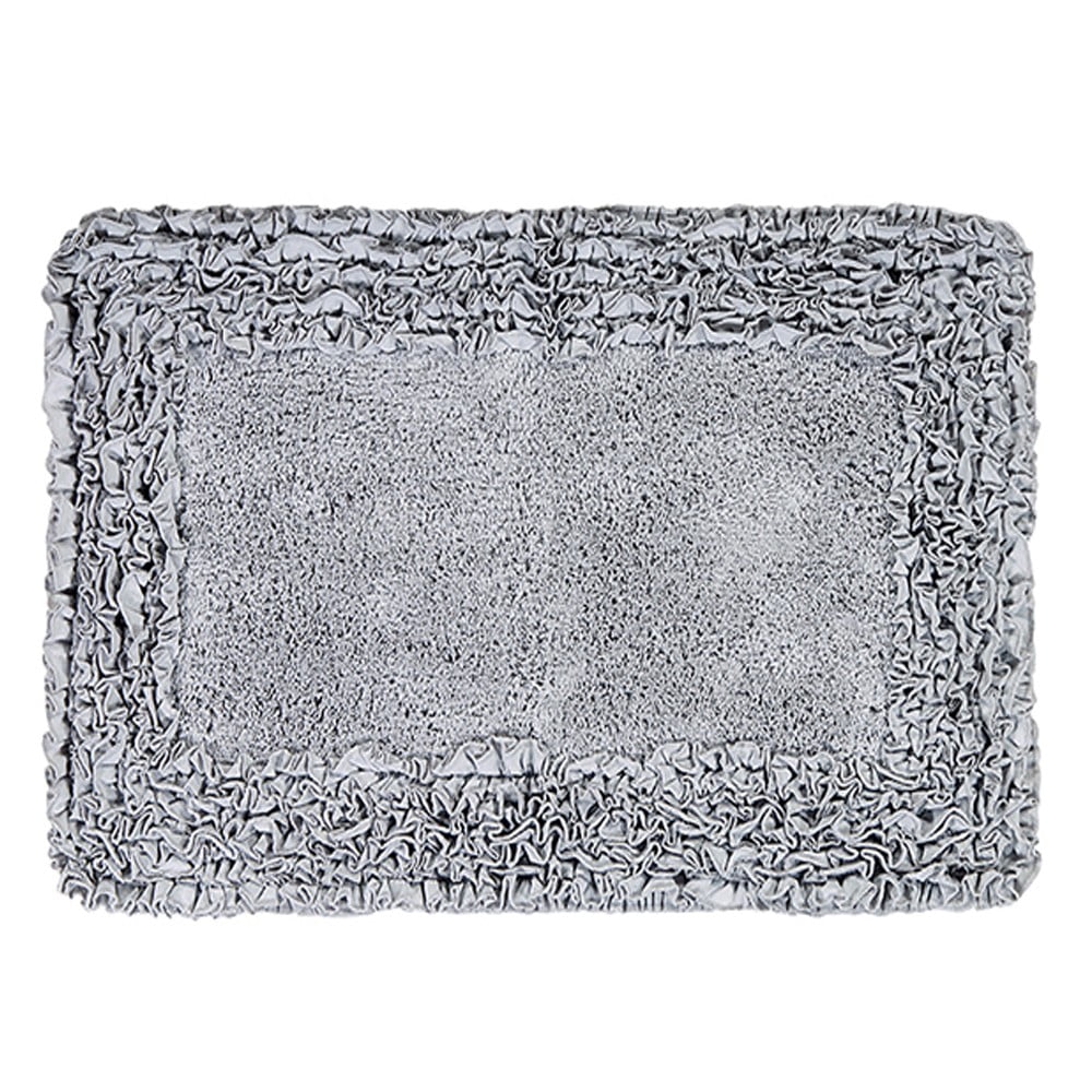 Better Trends 21" x 34" Premium Bathroom Rug 100% Cotton, Ultra Soft Bath Mat, Water Absorbent, Non-Slip Ruffle Border (Silver) Shaggy Border Collection