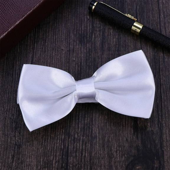 HEANUJJ Men's Solid White Bow Tie for Graduations, Celebrations - 1 Piece Formal Accessory