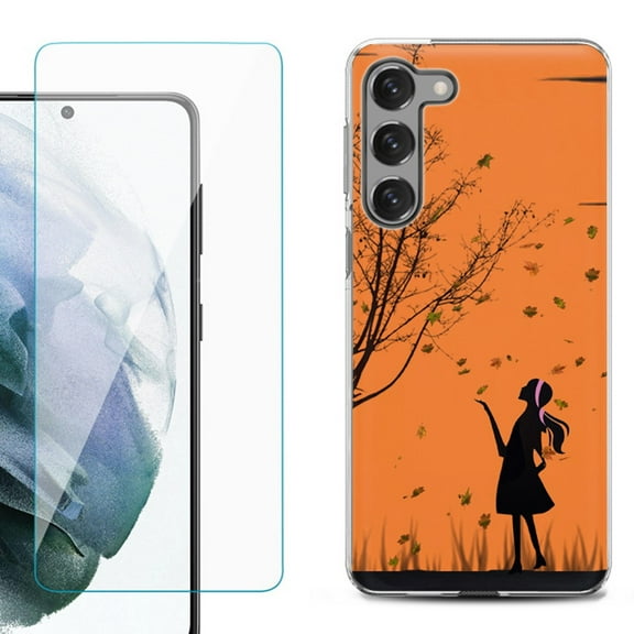 Shockproof Fashion Phone Case for Samsung Galaxy S23  / S23 Plus 5G, with Tempered Glass Screen Protector, by OneToughShield ® - Autumn Leaf