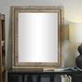 thumbnail image 3 of DecMode 30" x 36" Brown Washed Beaded Wall Mirror, 3 of 12