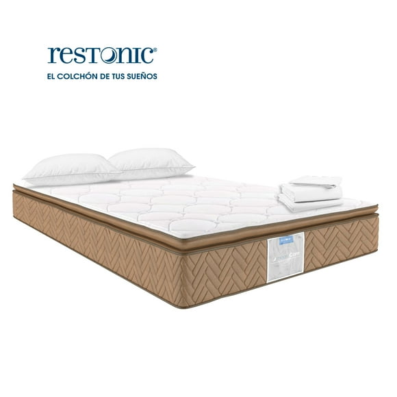 Colchón Restonic Matrimonial Mooncare 2 Almohadas Standar Blanco de regalo