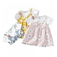 thumbnail image 3 of Xinhuaya Summer Baby Girls Short Sleeve Fake 2 Piece Floral Pattern Dress Kids Sundress Pageant Dress, 3 of 7