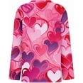 thumbnail image 5 of Womens Valentine'S Day Tee Long Sleeve Crewneck Heart Print Design Comfort Womens Clothing,Pink,XL, 5 of 5