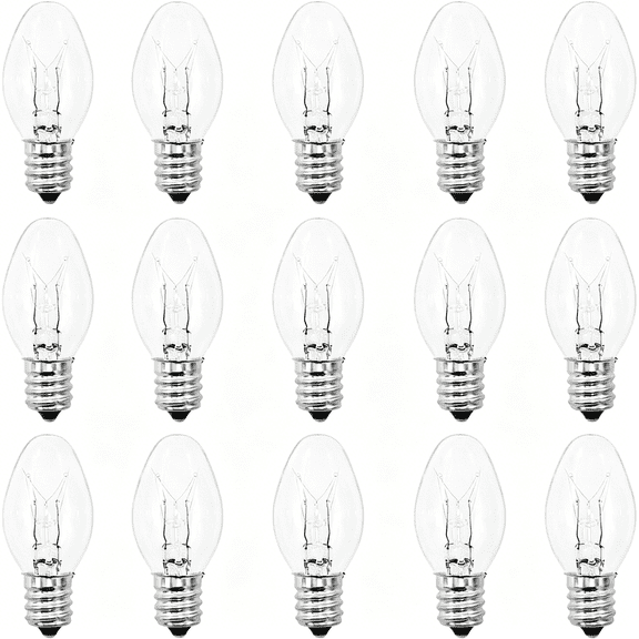 HIBIBUD Light Bulbs - 15 Watt Light Bulbs for Wax Warmer, Candle Warmer Lamp, Plug in Wax Diffuser - 120V C7 Replacement Bulbs for Night Light, Rock Salt Lamp Bulbs - Dimmable - 15 Pack