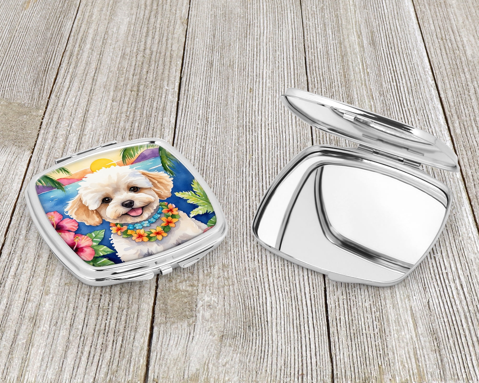 Maltipoo Luau Compact Mirror 2.75 in x 3 in
