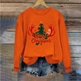 thumbnail image 6 of asdoklhq Christmas Women Sweatshirt Women's Round Neck Christmas Printed Sweatshirt Long Sleeved Top Sweatshirt Orange XL, 6 of 6