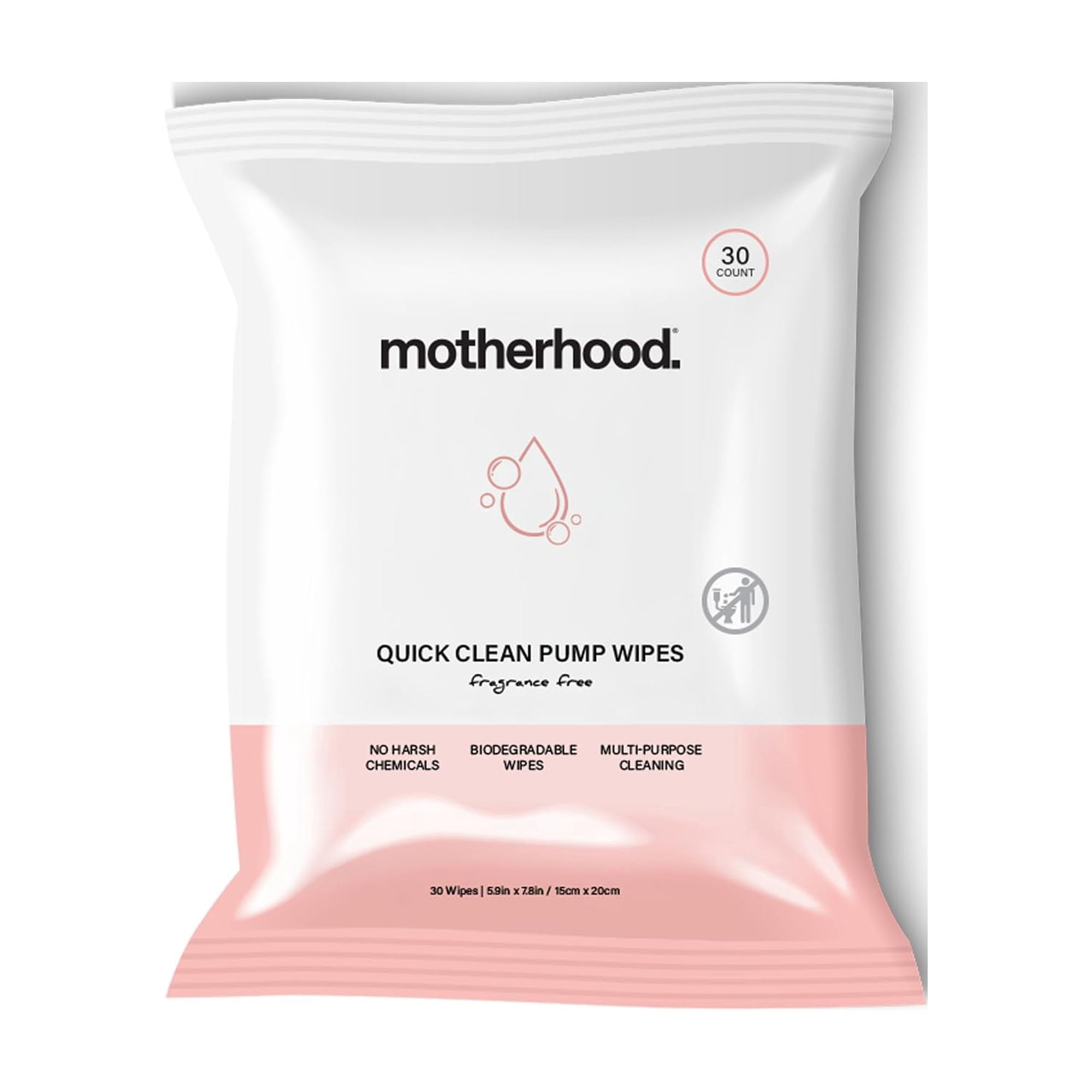 Motherhood Maternity Breast Pump Cleaning Wipes – No Rinse Quick Clean Wipes for Pump Parts, Bottles & Baby Essentials – Fragrance Free Travel Wipes for Moms (30 Count)