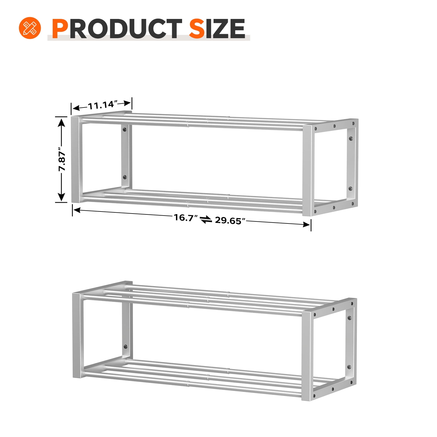 Hanging Shoe Organizer,2 Pack Wall Mounted Shoe Rack Holds 12 Pairs,Space Saving Metal Wall Shoe Rack,Hanging Shoe Rack Shoe Holder for Small Space,Entryway,Closet,RV,Camper（Sliver)