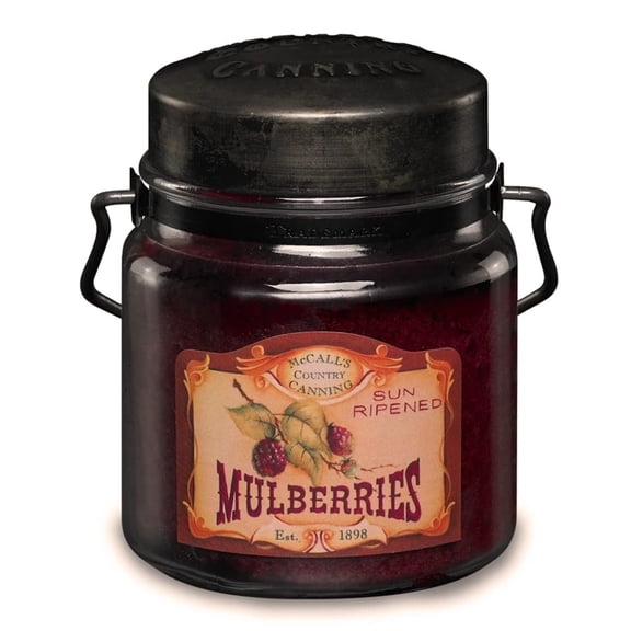 McCall’s Candles | Mulberry | 16 oz Scented Candle | USA-Poured | Vintage Rustic Jar with Carrying Handles | Sweet Tart Berry Fragrance
