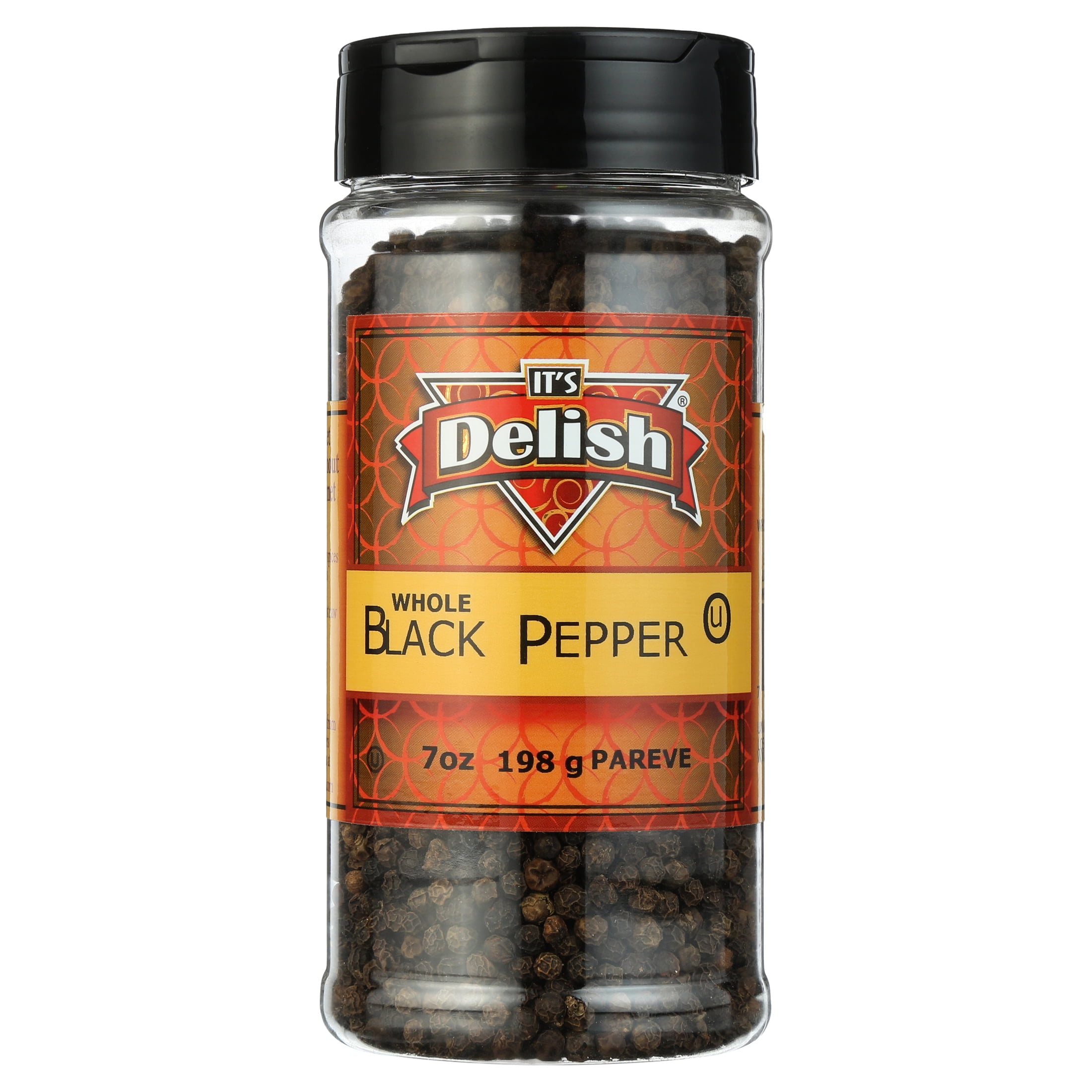 Delish Whole Black Pepper, 7 oz