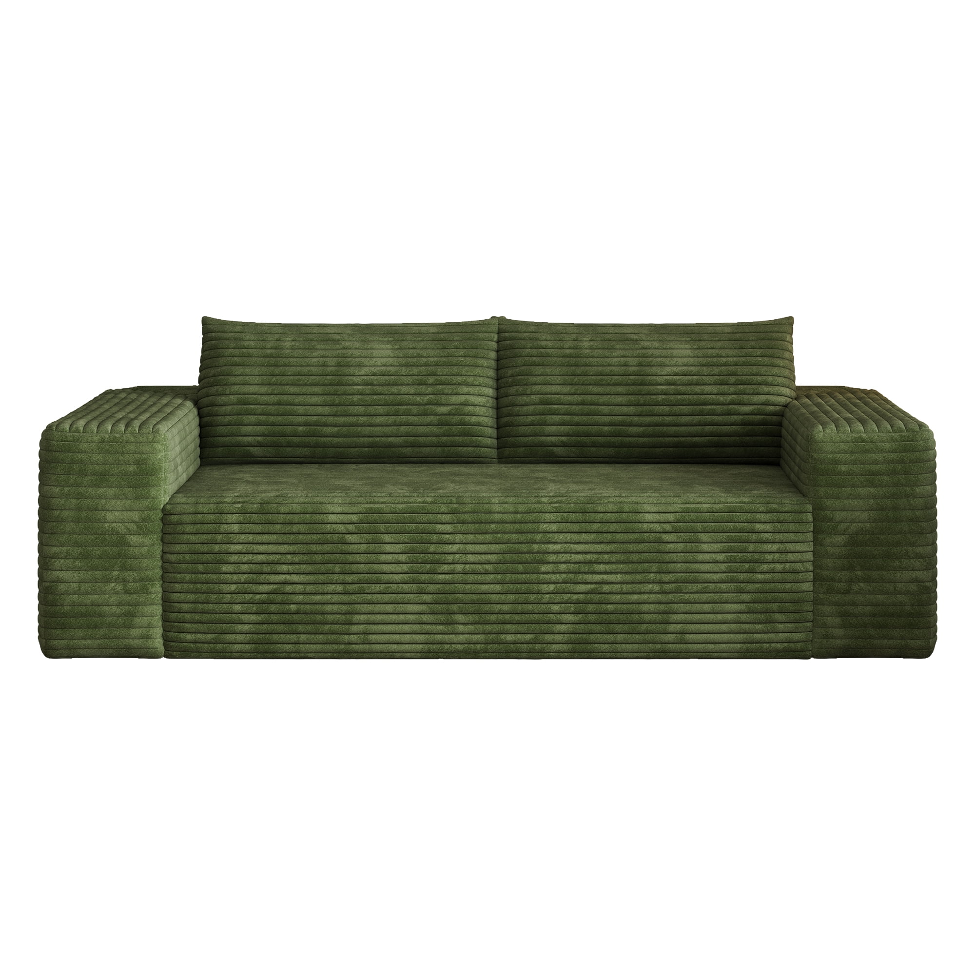 Aukfa 78.8" 3 Seater Couch, Corduroy Upholstered Deep Seat Couch, No Assembly Comfy Sofa for Living Room, Bedroom, Apartment, Green