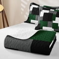 thumbnail image 4 of Castle Fairy Minimalist Irregular Square Block Bed Spread Queen 3pcs,Vintage Overlap Geometric Queen Coverlet Set,Forest Gray Black,1 Quilt and 2 Pillowcases, 4 of 7