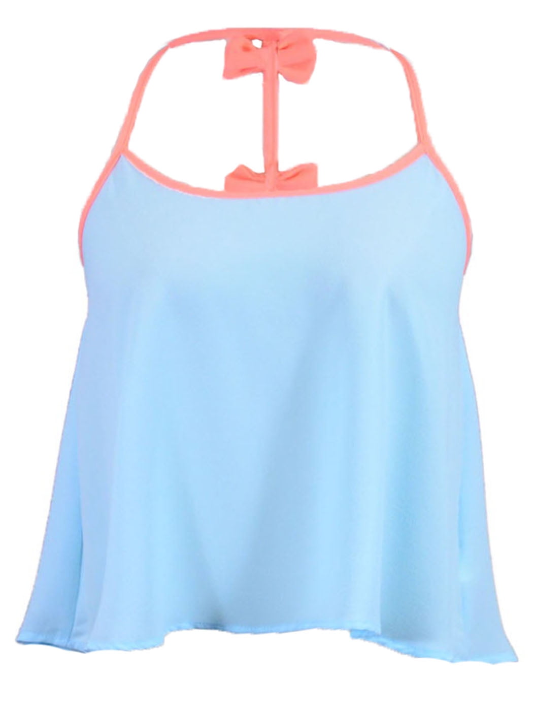 Blue Pepper Sweetie Pie Spaghetti Strap Cute Bow Back Summer Top