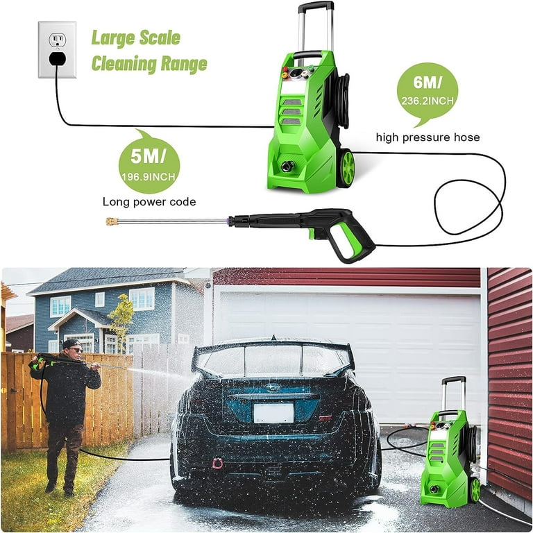 Electric Pressure Washer 2.7GPM Power Washer 2000W High-Pressure Washer Cleaner Machine with 4 Interchangeable Nozzle for Cleaning Patio, Garden, Yard