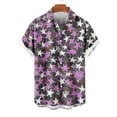 thumbnail image 2 of VSSSJ Mens Hawaiian Shirts Star Graphic Button Down Short Sleeve Shirt Casual Tropical Holiday Beach Summer Shirt Purple S, 2 of 4
