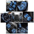 thumbnail image 2 of Renewold Sea Turtle Floral Blue Black 12 Pieces Car Seat Cover Steering Wheel Cover, Seat Belt Strap Wrap Cover Armrest Pad Handbrake Cover Gear Shift Cover Cup Holder Coasters for Truck Vans Sedans, 2 of 7