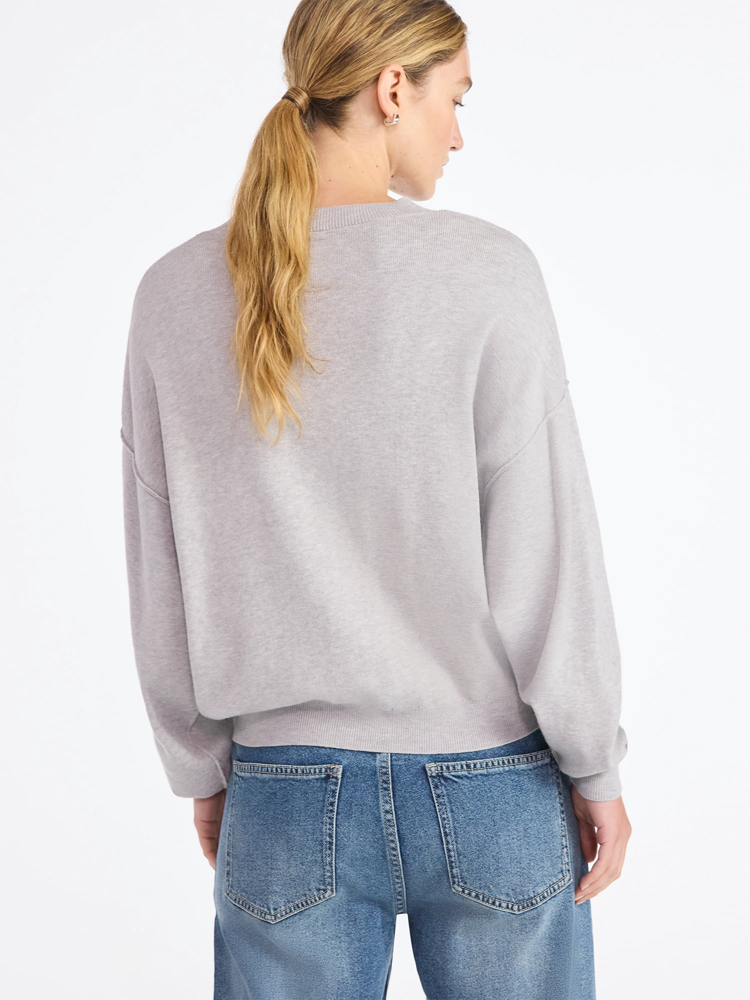 Scoop Women's and Women's Plus Oversized Crewneck Sweater, Lightweight, Sizes XS-4X